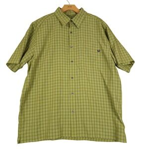 Marmot Plaid Short Sleeve Button Up Shirt Mens XL‎ Green Outdoor Casual
